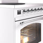 ILVE Nostalgie II 30" Induction Range with Element Stove and Electric Oven in White with Chrome Trim, UPI304NMPWHC