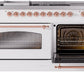 ILVE Nostalgie II 60" Dual Fuel Propane Gas Range in White with Copper Trim, UP60FSNMPWHPLP