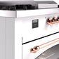 ILVE Nostalgie II 60" Dual Fuel Propane Gas Range in White with Copper Trim, UP60FSNMPWHPLP