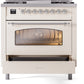 ILVE Nostalgie II 36" Dual Fuel Natural Gas Range in Antique White with Chrome Trim, UP36FNMPAWC