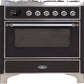 ILVE Majestic II 36" Dual Fuel Propane Gas Range in Glossy Black with Chrome Trim, UM09FDNS3BKCLP