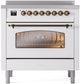 ILVE Nostalgie II 36" Induction Range with Element Stove and Electric Oven in White with Bronze Trim, UPI366NMPWHB