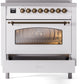 ILVE Nostalgie II 36" Induction Range with Element Stove and Electric Oven in White with Bronze Trim, UPI366NMPWHB