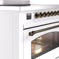 ILVE Nostalgie II 36" Induction Range with Element Stove and Electric Oven in White with Bronze Trim, UPI366NMPWHB