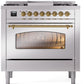 ILVE Nostalgie II 36" Dual Fuel Propane Gas Range in Stainless Steel with Brass Trim, UP36FNMPSSGLP
