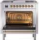 ILVE Nostalgie II 36" Dual Fuel Propane Gas Range in Stainless Steel with Brass Trim, UP36FNMPSSGLP