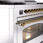 ILVE Nostalgie II 36" Dual Fuel Propane Gas Range in Stainless Steel with Brass Trim, UP36FNMPSSGLP