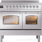 ILVE Nostalgie II 40" Induction Range with Element Stove and Electric Oven in Stainless Steel with Chrome Trim, UPDI406NMPSSC