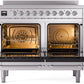 ILVE Nostalgie II 40" Induction Range with Element Stove and Electric Oven in Stainless Steel with Chrome Trim, UPDI406NMPSSC