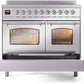 ILVE Nostalgie II 40" Induction Range with Element Stove and Electric Oven in Stainless Steel with Chrome Trim, UPDI406NMPSSC