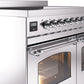 ILVE Nostalgie II 40" Induction Range with Element Stove and Electric Oven in Stainless Steel with Chrome Trim, UPDI406NMPSSC