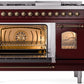 ILVE Nostalgie II 48" Dual Fuel Propane Gas Range in Burgundy with Bronze Trim, UP48FNMPBUBLP