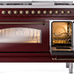 ILVE Nostalgie II 48" Dual Fuel Propane Gas Range in Burgundy with Bronze Trim, UP48FNMPBUBLP