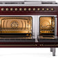 ILVE Nostalgie II 48" Dual Fuel Propane Gas Range in Burgundy with Bronze Trim, UP48FNMPBUBLP