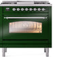 ILVE Nostalgie II 36" Dual Fuel Natural Gas Range in Emerald Green with Chrome Trim, UP36FNMPEGC