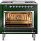 ILVE Nostalgie II 36" Dual Fuel Natural Gas Range in Emerald Green with Chrome Trim, UP36FNMPEGC