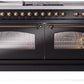 ILVE Nostalgie II 60" Dual Fuel Propane Gas Range in Glossy Black with Bronze Trim, UP60FSNMPBKBLP