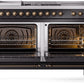 ILVE Nostalgie II 60" Dual Fuel Propane Gas Range in Glossy Black with Bronze Trim, UP60FSNMPBKBLP