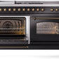 ILVE Nostalgie II 60" Dual Fuel Propane Gas Range in Glossy Black with Bronze Trim, UP60FSNMPBKBLP