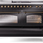 ILVE Nostalgie II 60" Dual Fuel Propane Gas Range in Glossy Black with Bronze Trim, UP60FSNMPBKBLP