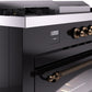 ILVE Nostalgie II 60" Dual Fuel Propane Gas Range in Glossy Black with Bronze Trim, UP60FSNMPBKBLP