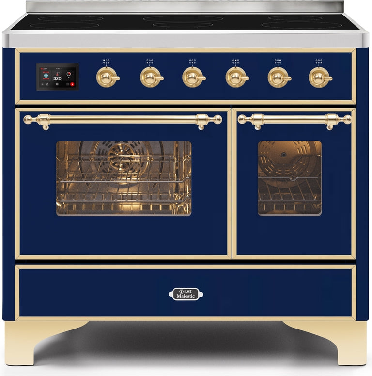 ILVE Majestic II 40" Induction Range with Element Stove and Electric Oven in Blue with Brass Trim, UMDI10NS3MBG