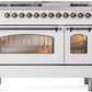 ILVE Nostalgie II 48" Dual Fuel Propane Gas Range in White with Bronze Trim, UP48FNMPWHBLP