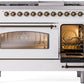 ILVE Nostalgie II 48" Dual Fuel Propane Gas Range in White with Bronze Trim, UP48FNMPWHBLP