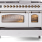 ILVE Nostalgie II 48" Dual Fuel Propane Gas Range in White with Bronze Trim, UP48FNMPWHBLP