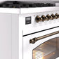 ILVE Nostalgie II 48" Dual Fuel Propane Gas Range in White with Bronze Trim, UP48FNMPWHBLP