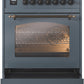 ILVE Nostalgie II 30" Dual Fuel Natural Gas Range in Blue Grey with Bronze Trim, UP30NMPBGB
