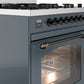 ILVE Nostalgie II 30" Dual Fuel Natural Gas Range in Blue Grey with Bronze Trim, UP30NMPBGB