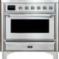 ILVE Majestic II 36" Induction Range with Element Stove and Electric Oven in Stainless Steel with Chrome Trim, UMI09NS3SSC