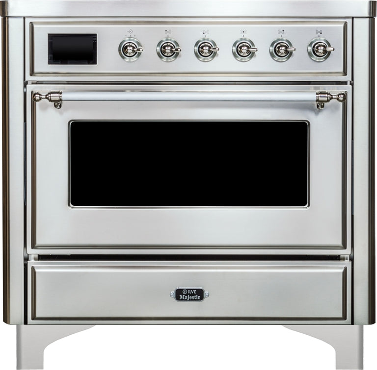 ILVE Majestic II 36" Induction Range with Element Stove and Electric Oven in Stainless Steel with Chrome Trim, UMI09NS3SSC