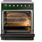 ILVE Nostalgie II 30" Induction Range with Element Stove and Electric Oven in Emerald Green with Bronze Trim, UPI304NMPEGB
