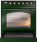 ILVE Nostalgie II 30" Induction Range with Element Stove and Electric Oven in Emerald Green with Bronze Trim, UPI304NMPEGB
