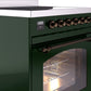 ILVE Nostalgie II 30" Induction Range with Element Stove and Electric Oven in Emerald Green with Bronze Trim, UPI304NMPEGB