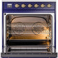 ILVE Nostalgie II 30" Induction Range with Element Stove and Electric Oven in Blue with Brass Trim, UPI304NMPMBG