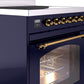 ILVE Nostalgie II 30" Induction Range with Element Stove and Electric Oven in Blue with Brass Trim, UPI304NMPMBG