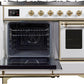ILVE Majestic II 40" Dual Fuel Propane Gas Range in White with Brass Trim, UMD10FDNS3WHGLP