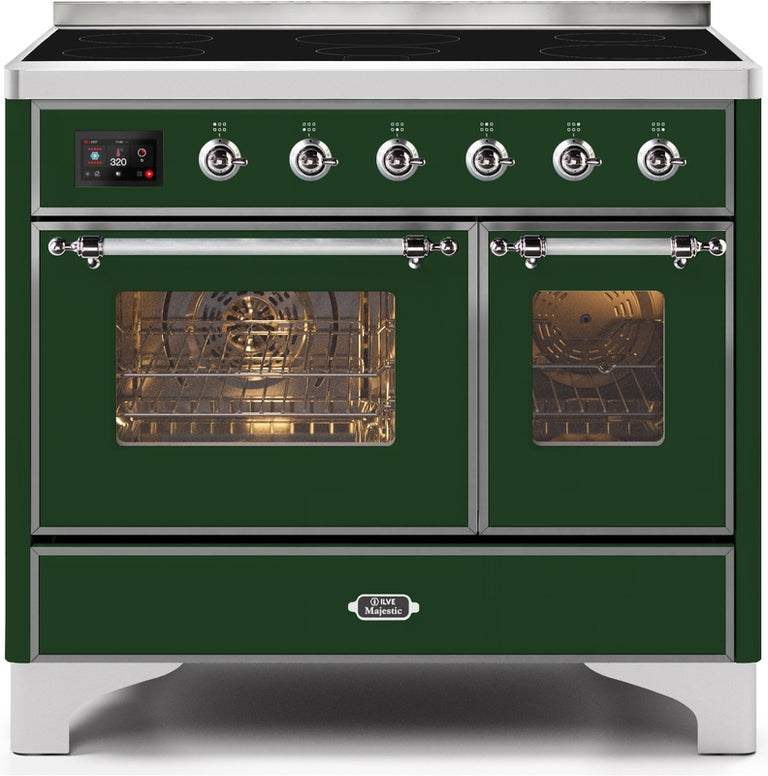 ILVE Majestic II 40" Induction Range with Element Stove and Electric Oven in Emerald Green with Chrome Trim, UMDI10NS3EGC