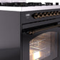 ILVE Nostalgie II 30" Dual Fuel Natural Gas Range in Black with Bronze Trim, UP30NMPBKB