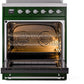 ILVE Nostalgie II 30" Induction Range with Element Stove and Electric Oven in Emerald Green with Chrome Trim, UPI304NMPEGC