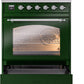 ILVE Nostalgie II 30" Induction Range with Element Stove and Electric Oven in Emerald Green with Chrome Trim, UPI304NMPEGC