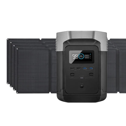 EcoFlow Package - DELTA 1300 Portable Power Station (1260Wh) and 4 x Portable Solar Panel (110W)