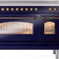 ILVE Nostalgie II 48" Induction Range with Element Stove and Electric Oven in Blue with Bronze Trim, UPI486NMPMBB