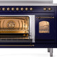 ILVE Nostalgie II 48" Induction Range with Element Stove and Electric Oven in Blue with Bronze Trim, UPI486NMPMBB