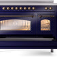 ILVE Nostalgie II 48" Induction Range with Element Stove and Electric Oven in Blue with Bronze Trim, UPI486NMPMBB