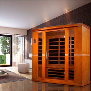 Dynamic Bergamo Low EMF Indoor Infrared Sauna in Canadian Hemlock (4-Person Capacity)