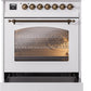 ILVE Nostalgie II 30" Dual Fuel Natural Gas Range in White with Bronze Trim, UP30NMPWHB